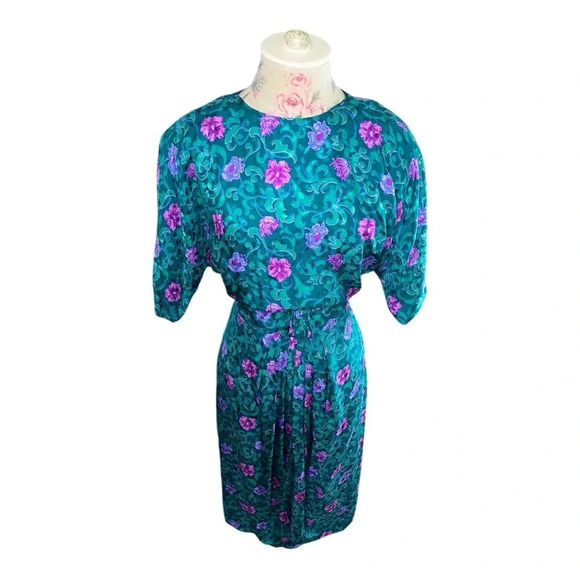 - Maggy London by Jeannene Booher 100% Silk Vintage Dress Size 12 - Picture 4 of 14